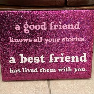 Pink Glitter Wall Art - Friendship Quote